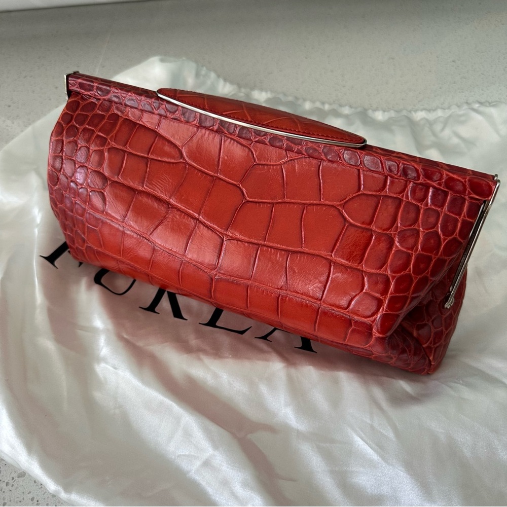 Furla Red Leather Wristlet Clutch